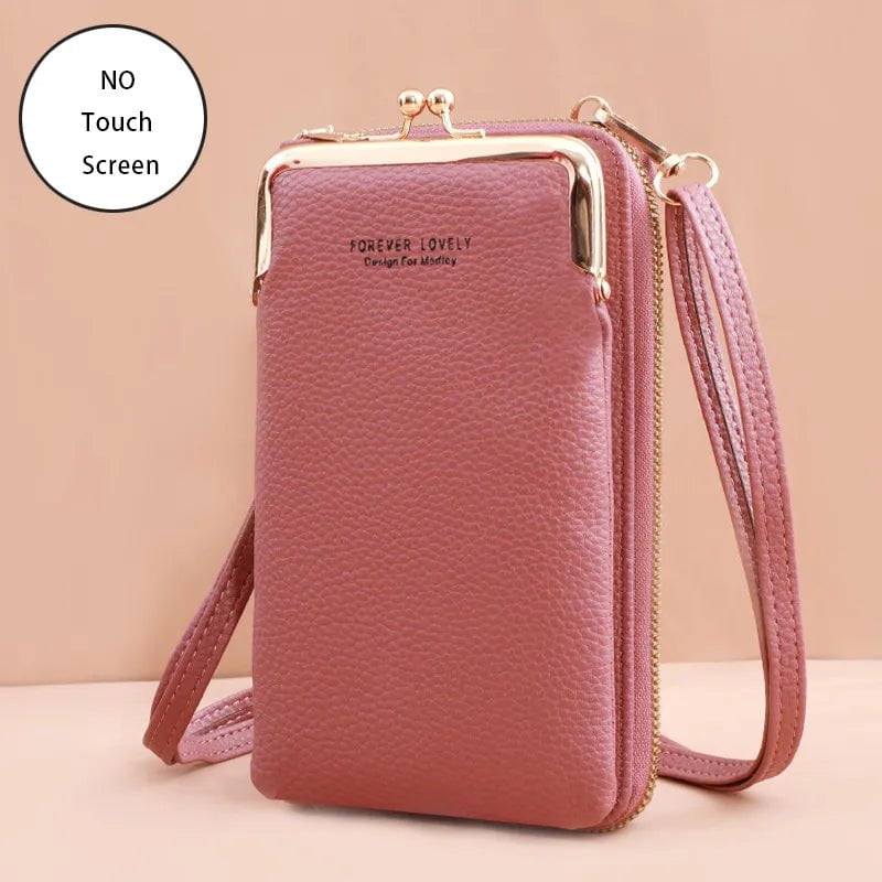 Storazone Dark pink 3 / 11x4x18CM / CN Buylor Women's Handbag Touch Screen Cell Phone Purse Shoulder Bag Female Cheap Small Wallet Soft Leather Crossbody сумка женская