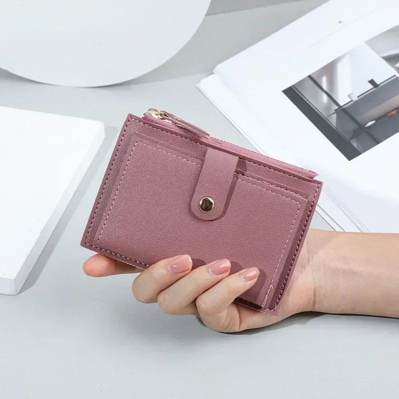 Storazone dark pink Women Short Wallet Fashion Simple PU Leather Small Purse Ladies Card Bag Women Clutch Bag Female Purse Money Clip Wallet