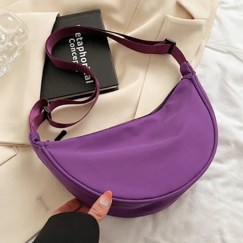 Storazone Dark Purple Solid Color Chest Bag For Women Large Capacity Travel Crossbody Female Half Moon Belt Bag Ladies Daily Street Fanny Packs 2023