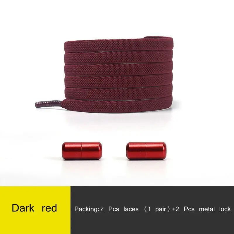 Storazone Dark red / CHINA 1Pair Multicolor Lock Elastic Sneaker Laces For Kids Adults and Elderly No Tie Shoelaces Quick Elastic Athletic Running Shoelace