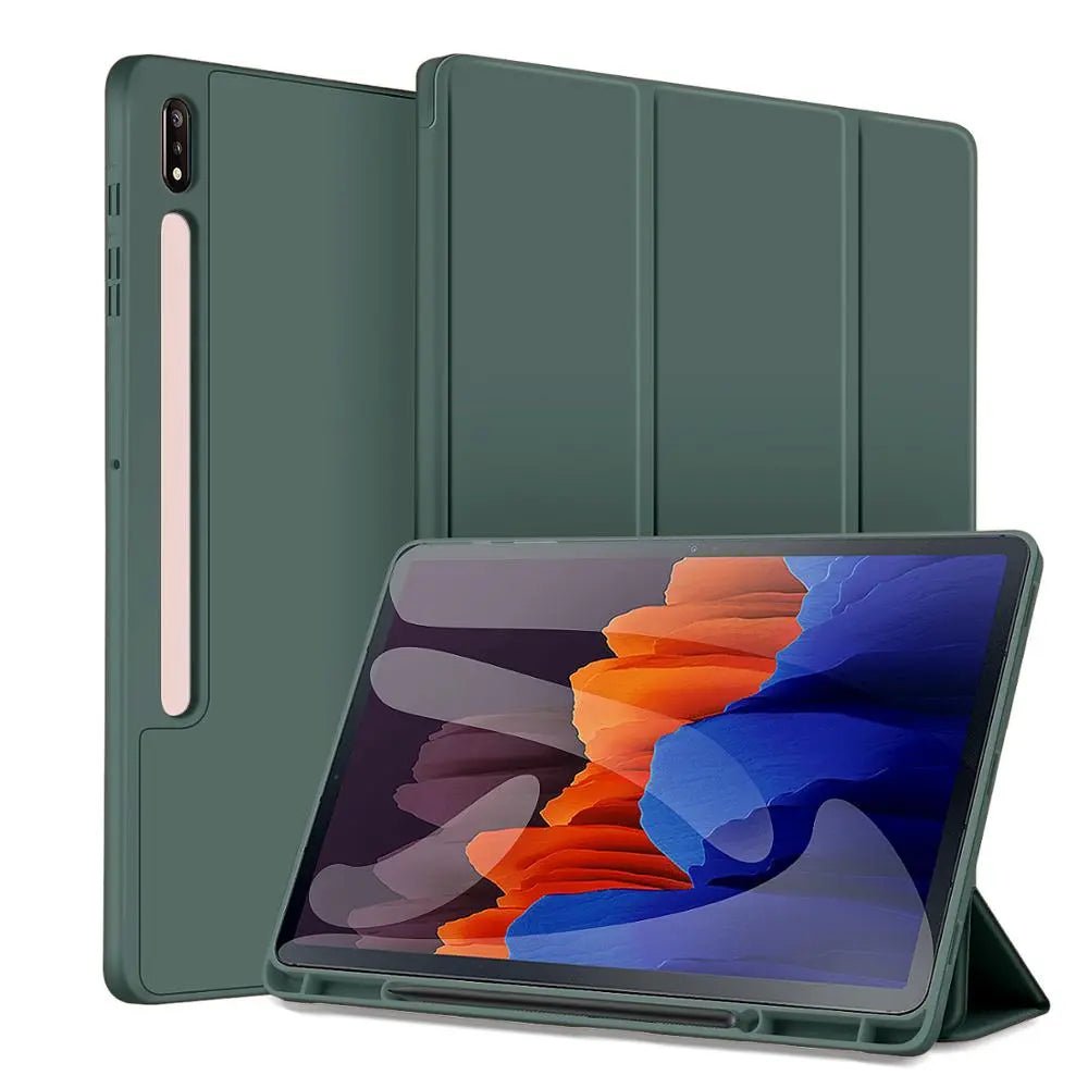 Storazone darkgreen / Tab S9 FE 11 Capa Para Case For Samsung Galaxy Tab S8 S7 S9 11 Inch Funda Galaxy Tab S7 Plus FE S8 S9 FE Plus 12.4 With Pen Tray Smart Cover