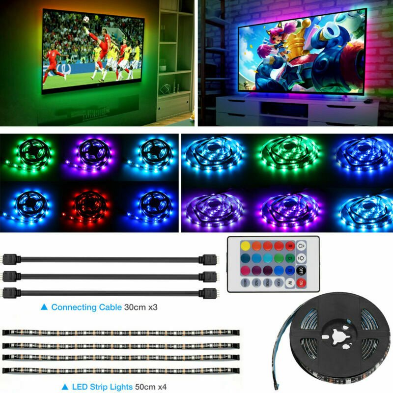 STORAZONE Décoration Black 4x50CM USB 5V RGB LED Strip Background Light Remote Kit For TV Computer Lamp