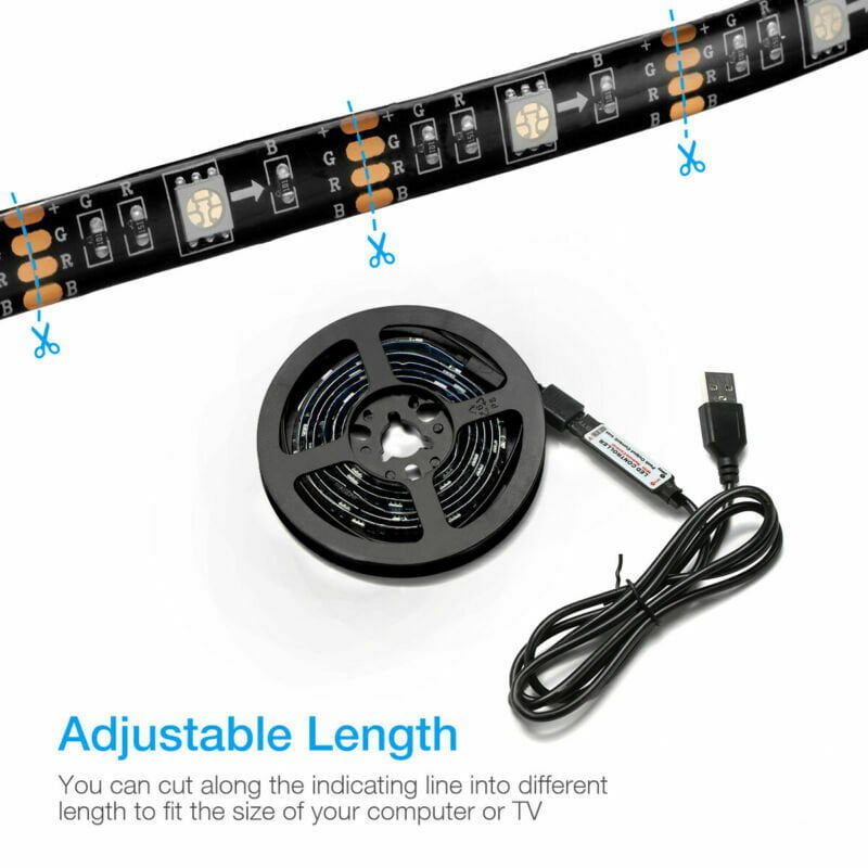 STORAZONE Décoration Black 4x50CM USB 5V RGB LED Strip Background Light Remote Kit For TV Computer Lamp