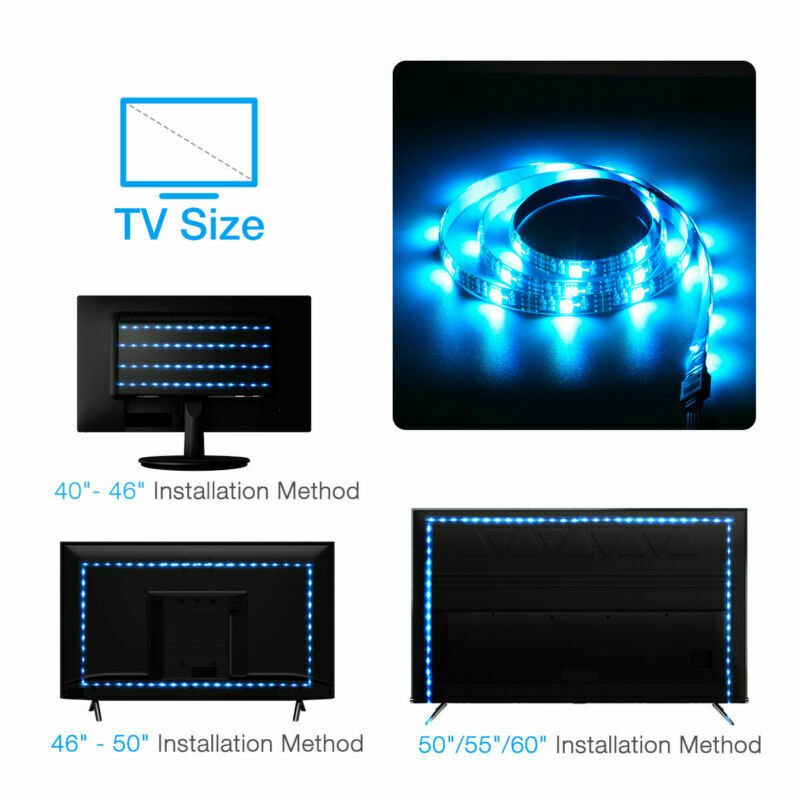 STORAZONE Décoration Black 4x50CM USB 5V RGB LED Strip Background Light Remote Kit For TV Computer Lamp