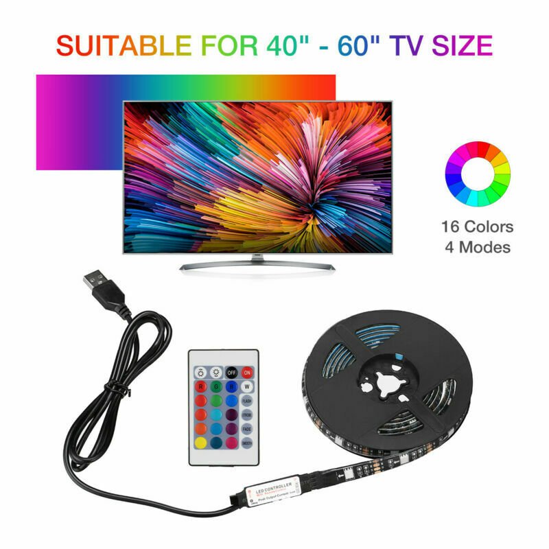 STORAZONE Décoration Black 4x50CM USB 5V RGB LED Strip Background Light Remote Kit For TV Computer Lamp