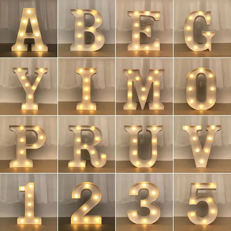 Storazone Decorative Letters Alphabet Letter LED Lights Luminous Number Lamp Decoration Battery Night Light Party Baby Bedroom Decoration.