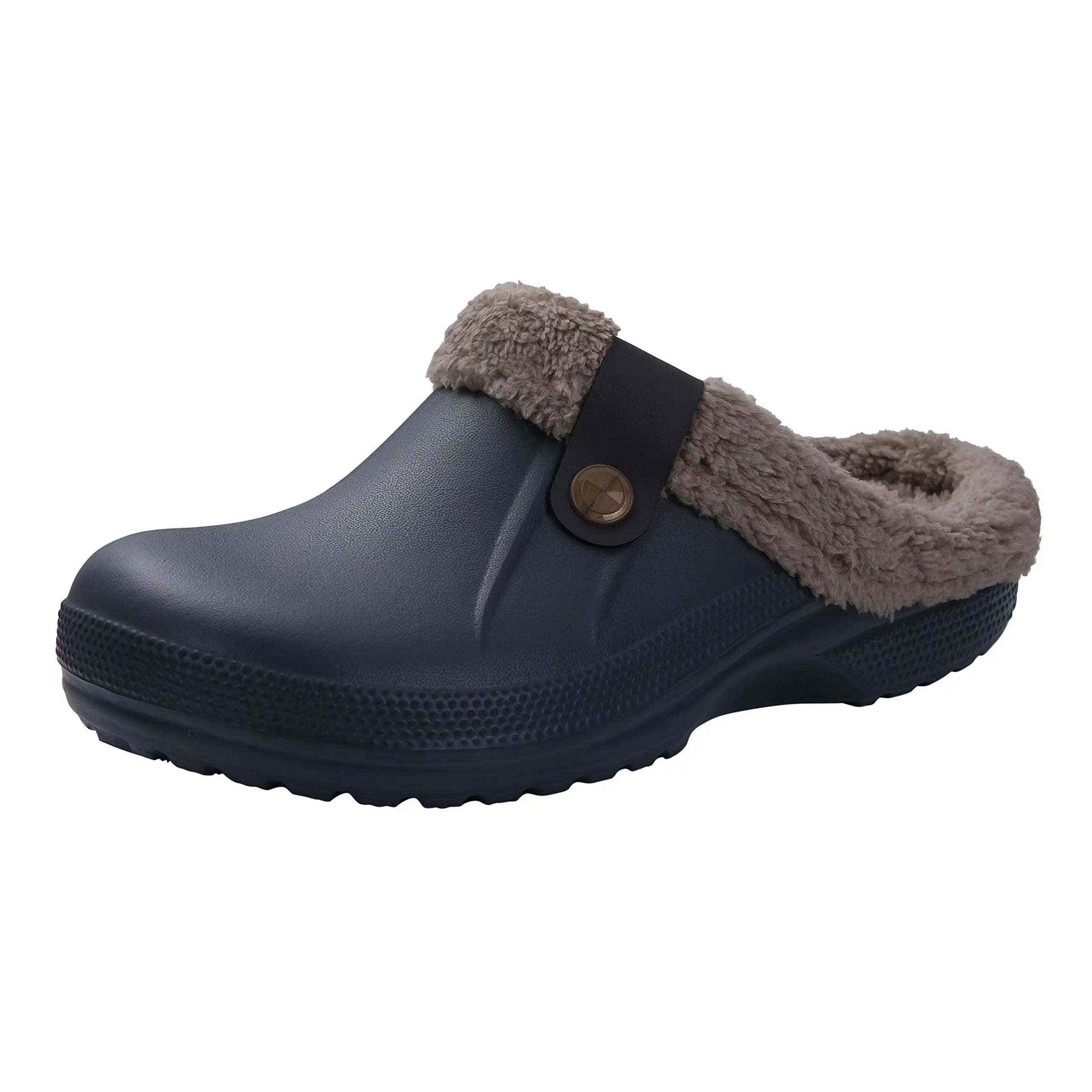 Storazone Deep Gray / 35-36(8.6-8.8 inch) / CHINA Shevalues Plush Fur Clogs Slippers For Women Men Winter Soft Furry Slippers Waterproof Garden Shoes Multi-Use Indoor Home Shoes