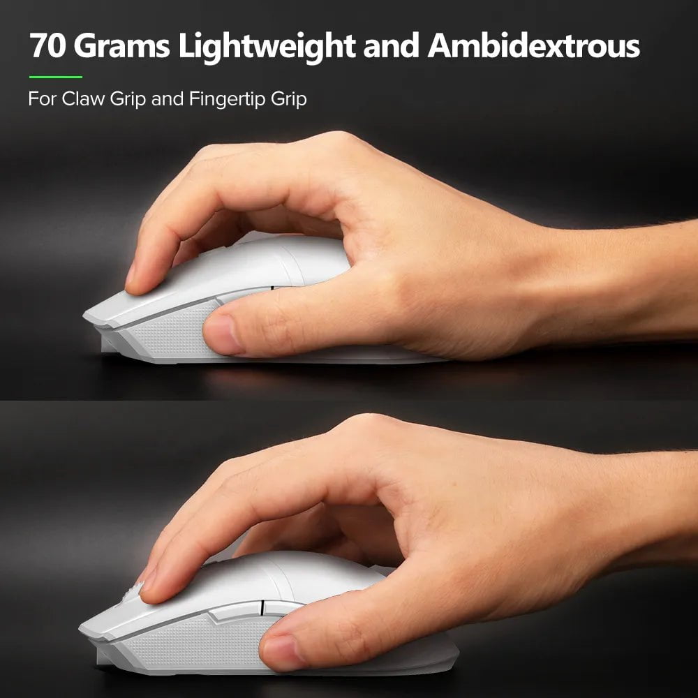 Storazone Delux M800 PRO PAW3370 White Wireless Gaming Mouse Wired Programmable Ergonomic Mice Type C Rechargeable For Windows Mac
