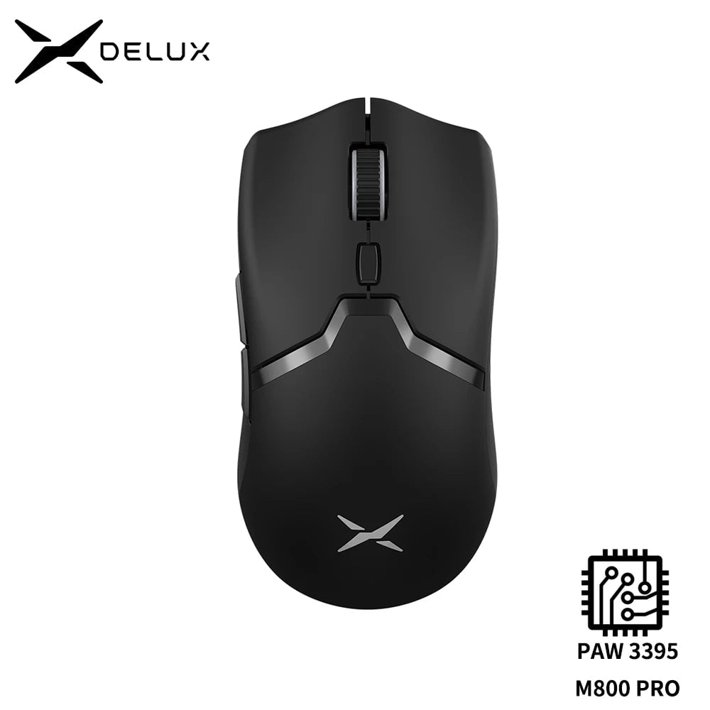 Storazone Delux M800 PRO PAW3395 Wireless Gaming Mouse Bluetooth Tri-Mode Connection 26000DPI Huano Pink Switches Macro Mice For PC Gamer