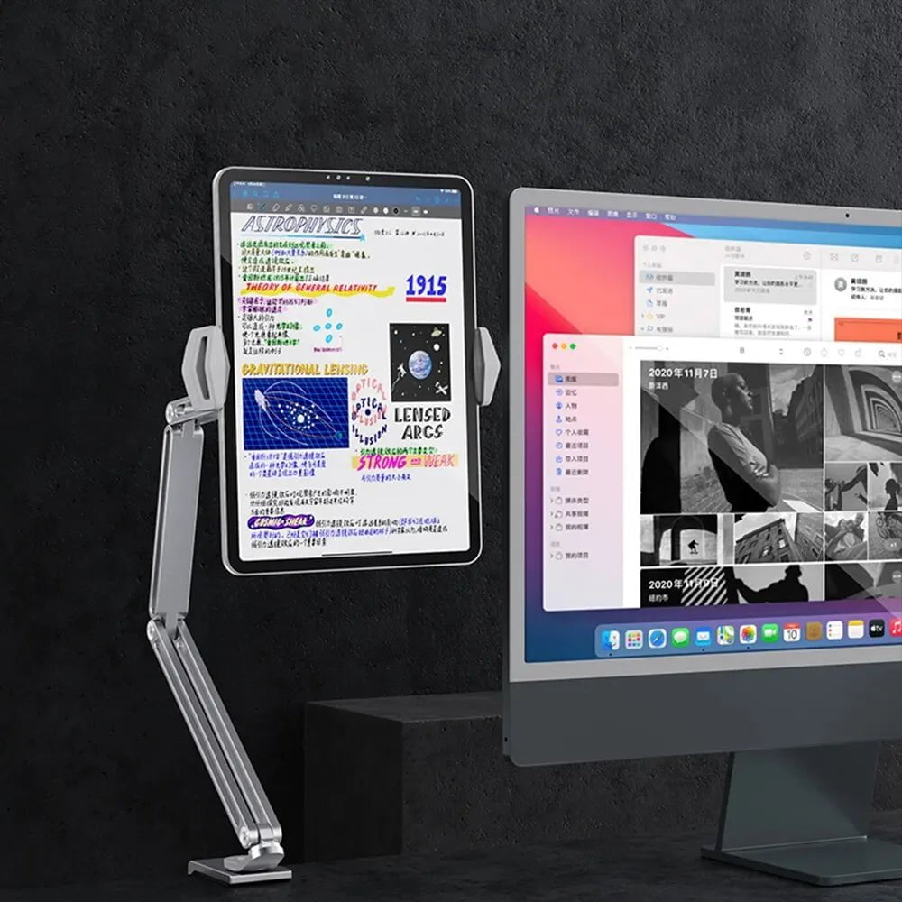 Storazone Desk Bed Tablet Stand Adjustable for 4-12.9 Inches Mobile Phones Tablets Aluminum Arm Mount Support for iPad Pro Mini Xiaomi Tab
