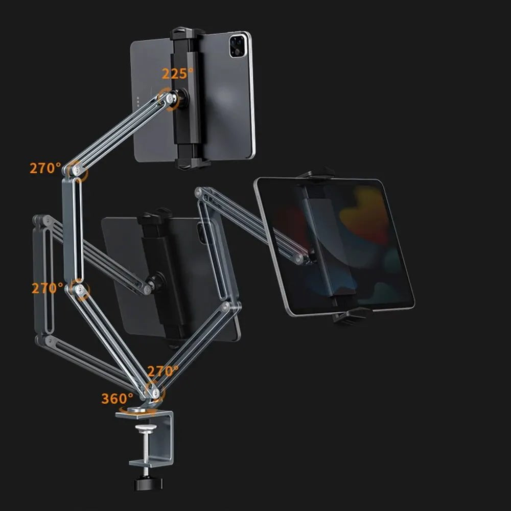 Storazone Desk Bed Tablet Stand Adjustable for 4-12.9 Inches Mobile Phones Tablets Aluminum Arm Mount Support for iPad Pro Mini Xiaomi Tab
