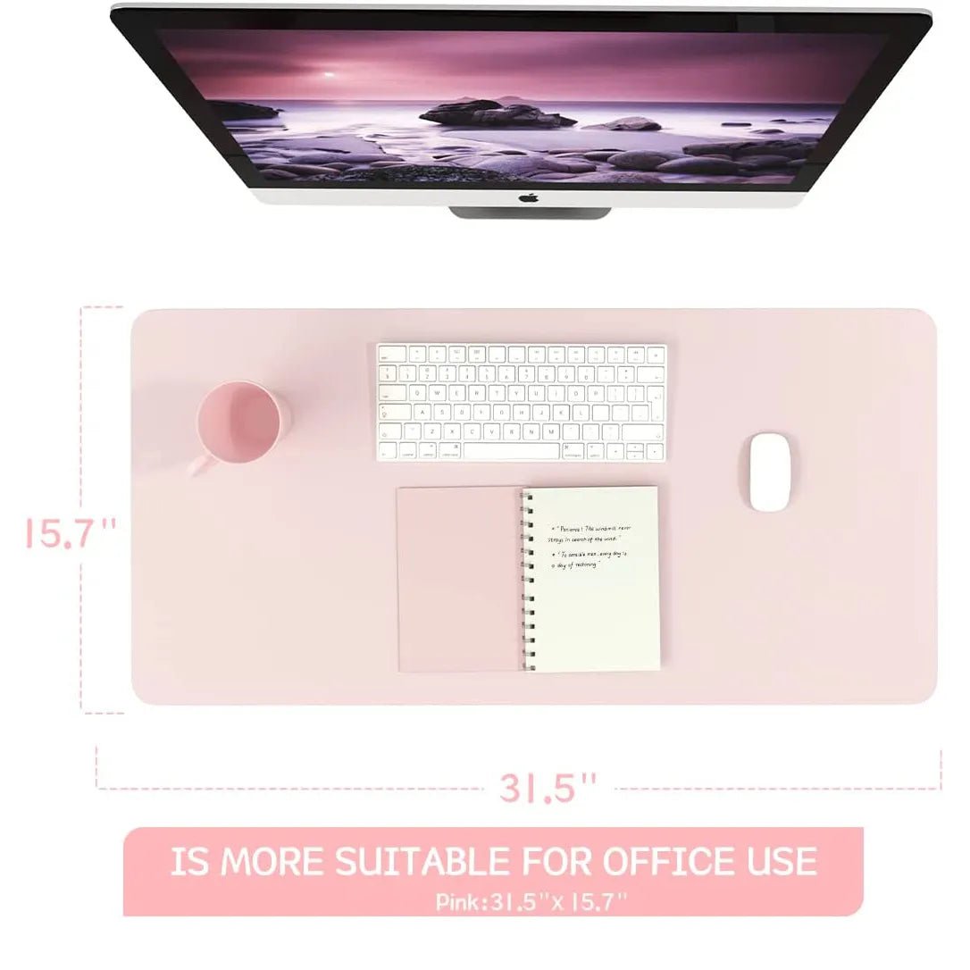 Storazone Desk Mat Waterproof PVC Mouse Pad Leather Desk Protective Cover Pink Large Computer Girls Laptop Non-slip Gaming Keyboard Mats