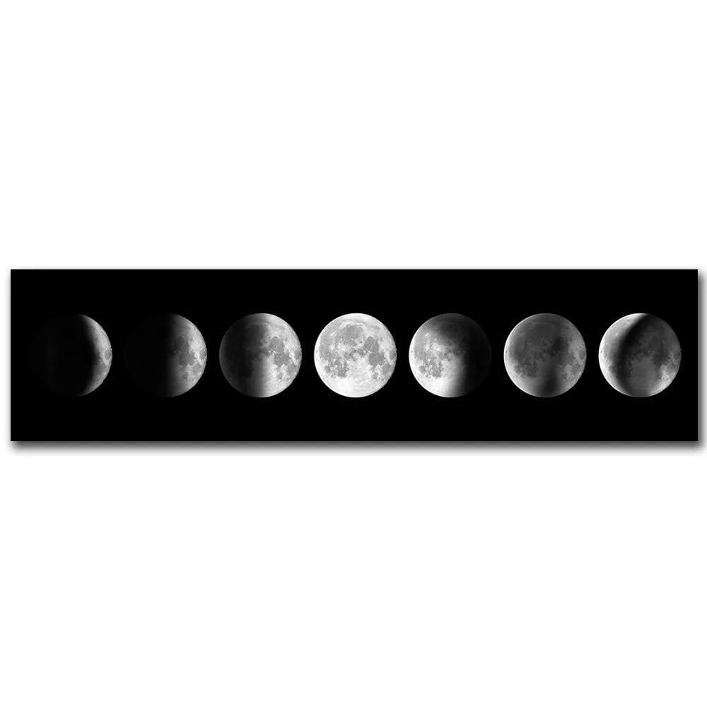 Storazone DH0312 / 20x80cm Wall Art Moon Phase Black White Posters Aesthetic Canvas Art Prints Abstract Painting Wall Picture for Living Room Home Decor