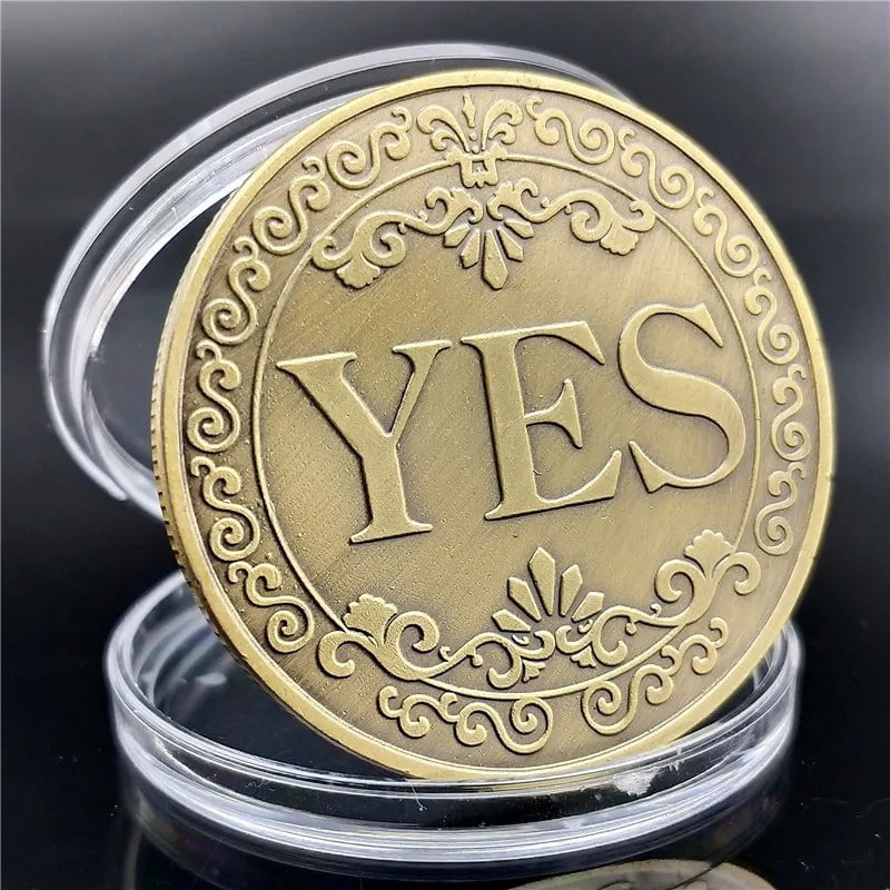 Storazone Diameter 25mm Coin YES or NO  Make Decision Commemorative Badge Double Sided Embossed Plating Collection  Collect Coins  Charm