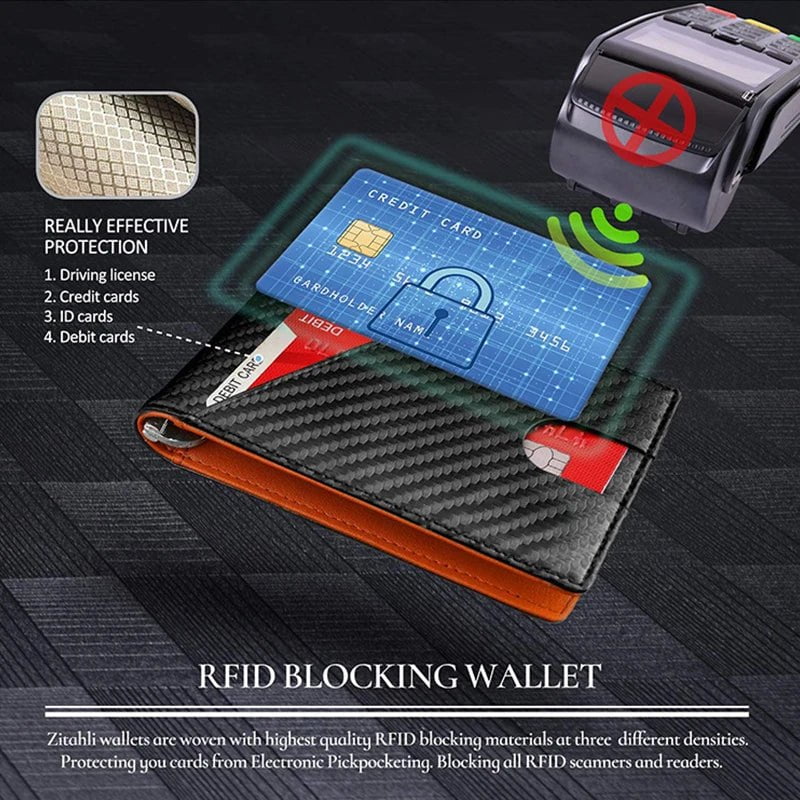 Storazone DIENQI Carbon Fiber Rfid Slim Card Luxury Wallet Money Bag Men's Wallet Bifold Billfold