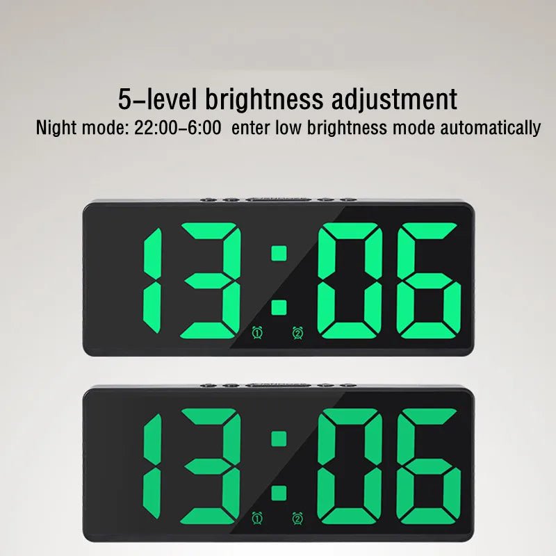 Storazone Digital Alarm Clock Voice Control Teperature Snooze Night Mode Desktop Table Clock 12/24H Anti-disturb Funtion LED Clocks Watch