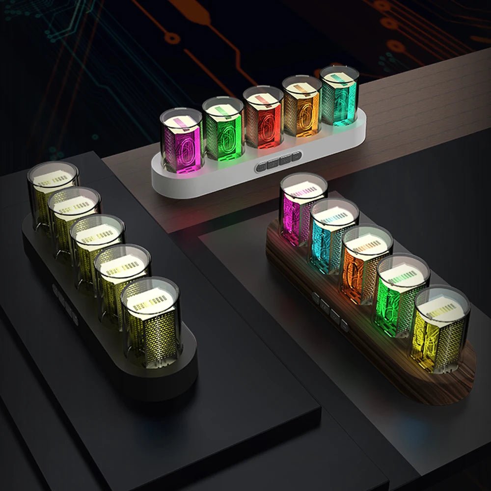 Storazone Digital Nixie Tube Clock with RGB LED Glows for Game Room Desktop Decoration. Luxury Box Packing for Gift Idea.