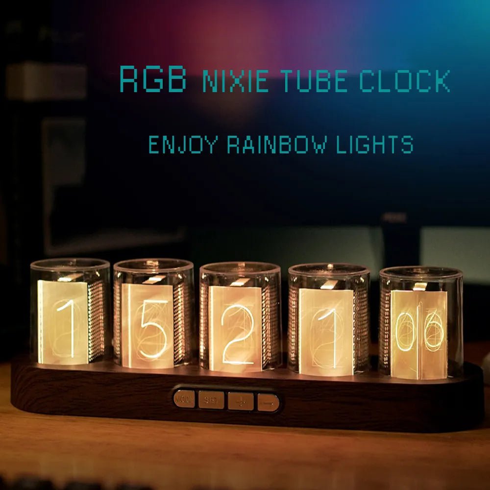 Storazone Digital Nixie Tube Clock with RGB LED Glows for Game Room Desktop Decoration. Luxury Box Packing for Gift Idea.