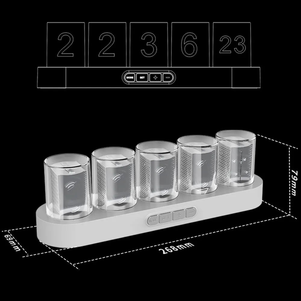 Storazone Digital Nixie Tube Clock with RGB LED Glows for Game Room Desktop Decoration. Luxury Box Packing for Gift Idea.