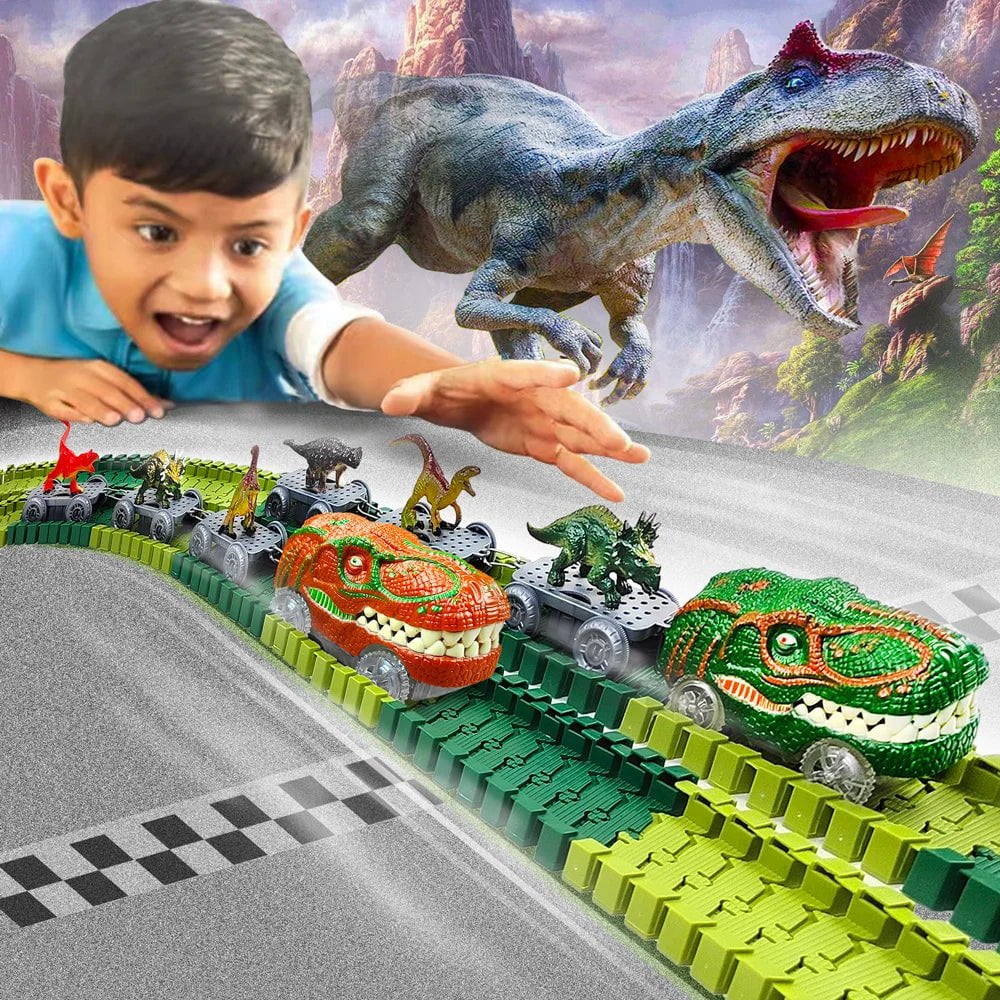 Storazone Dinosaur Toys for Kids Mist-spouting Volcano And Climbing Track Train Kit Toys for Boys/Girls Home schoolers Gift for Party Deco