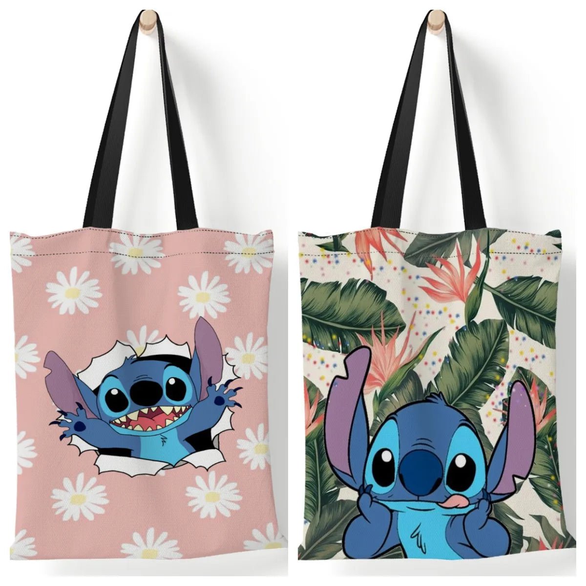 Storazone Disney Stitch Tote Bags Anime Lilo and Stitch Women's Canvas Handbags 35x40cm Large Capacity Shopping Bags Girls Gifts