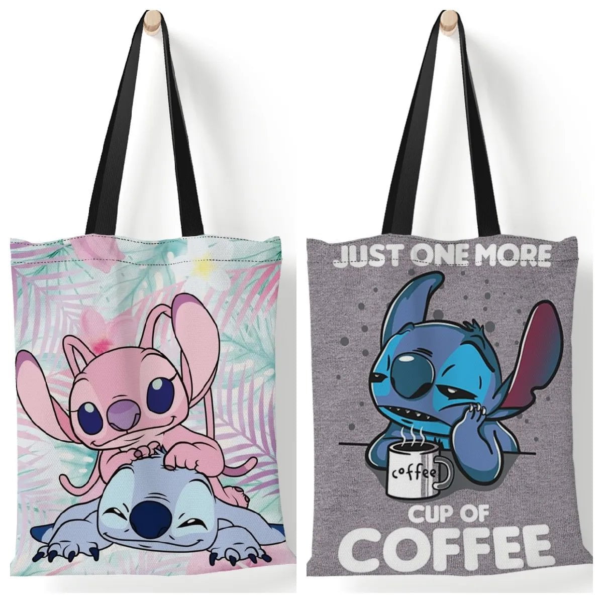 Storazone Disney Stitch Tote Bags Anime Lilo and Stitch Women's Canvas Handbags 35x40cm Large Capacity Shopping Bags Girls Gifts