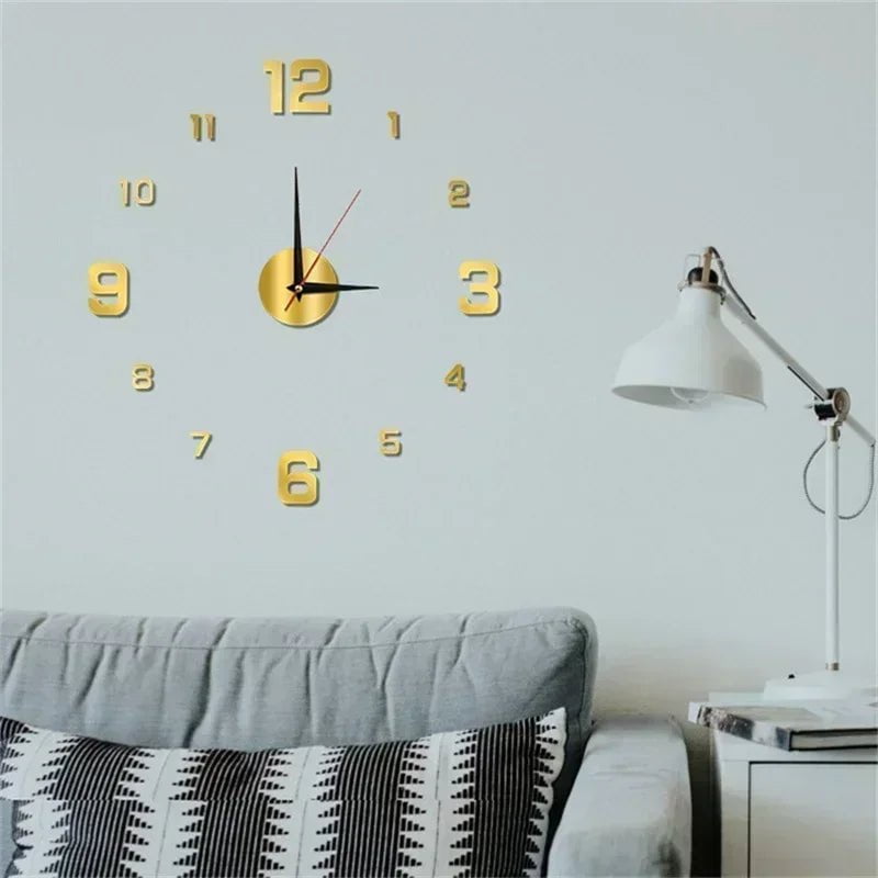 Storazone DIY Wall Clock for Home Office 40cm Frameless Modern 3D Wall Clock Mirror Stickers Hotel Room Design School Decoration Decor