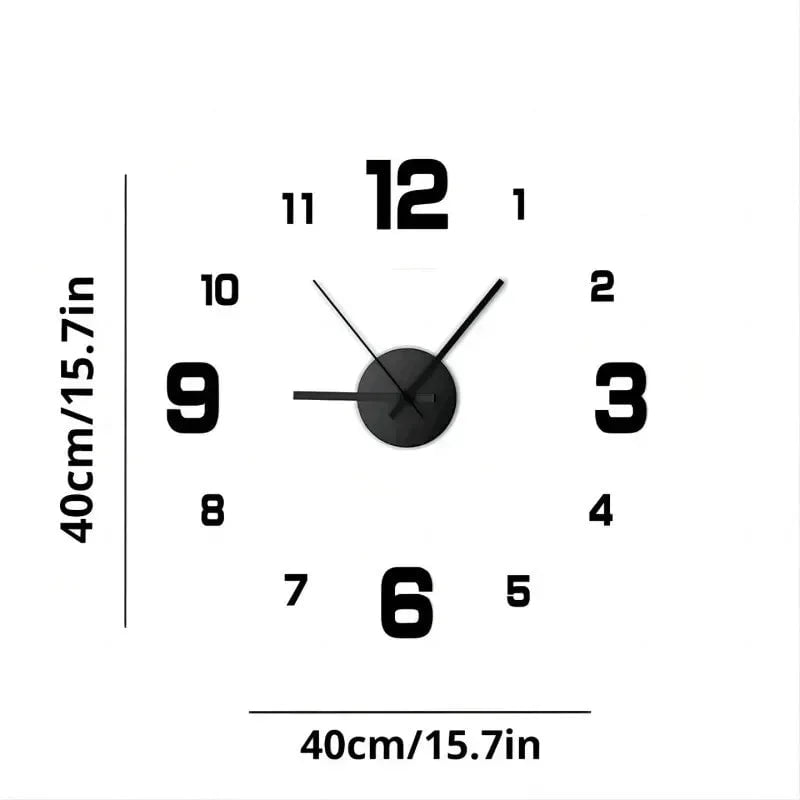 Storazone DIY Wall Clock for Home Office 40cm Frameless Modern 3D Wall Clock Mirror Stickers Hotel Room Design School Decoration Decor