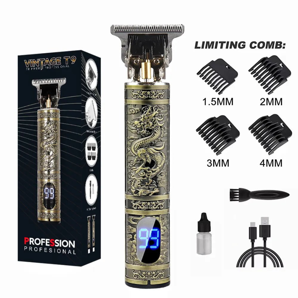 Storazone Dragon LCD Display T9 Electric Hairber 0mm Shaver Hair Trimer Home Appliances Travel Barber Razors Shaving Machine for Men Trimmer Man