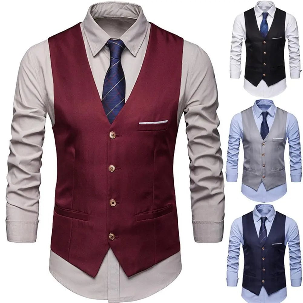 Storazone Dress Vests For Men Slim Fits Mens Suit Vest Male Waistcoat Gilet Homme Casual Sleeveless Formal Business Vest chaleco hombre