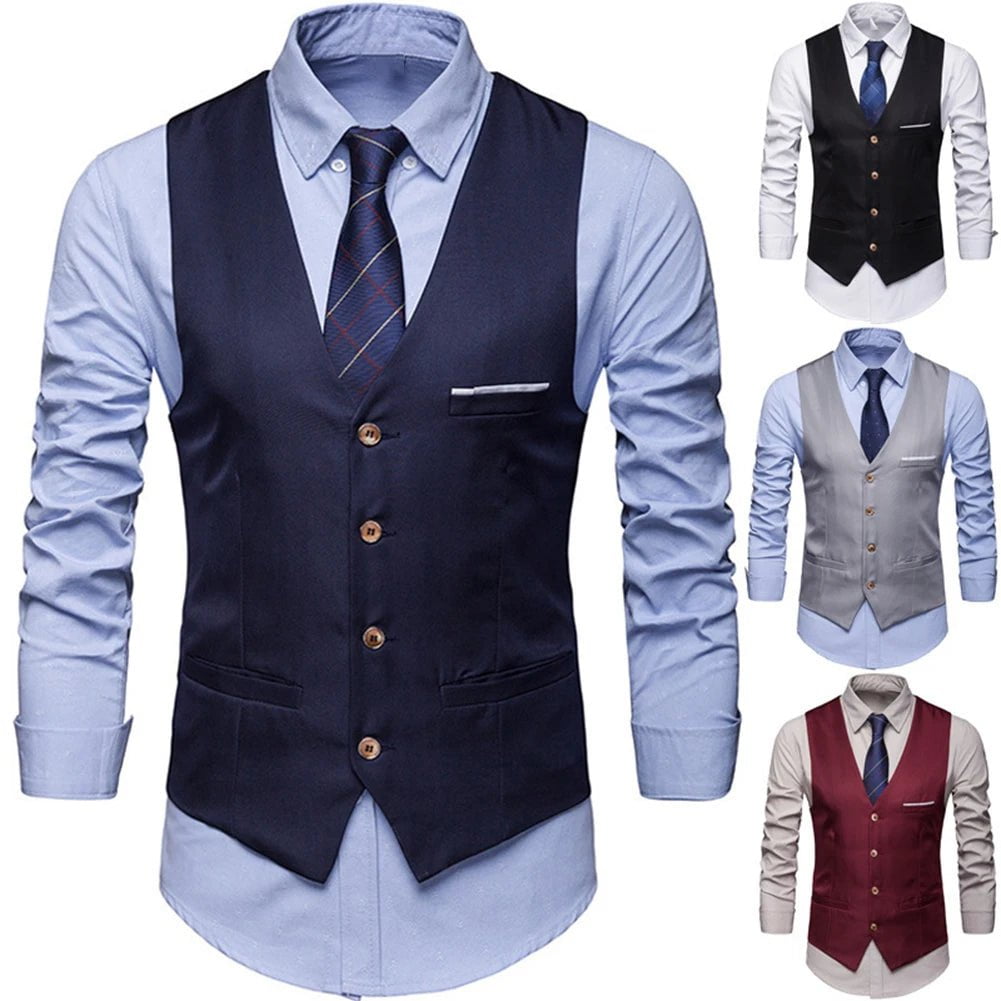 Storazone Dress Vests For Men Slim Fits Mens Suit Vest Male Waistcoat Gilet Homme Casual Sleeveless Formal Business Vest chaleco hombre