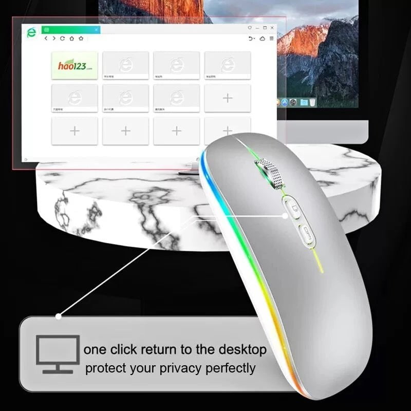Storazone Dual Mode Bluetooth 2.4G Wireless Mouse One-Click Desktop Function Type-C Rechargeable Silent Backlight Mice for Laptop PC New