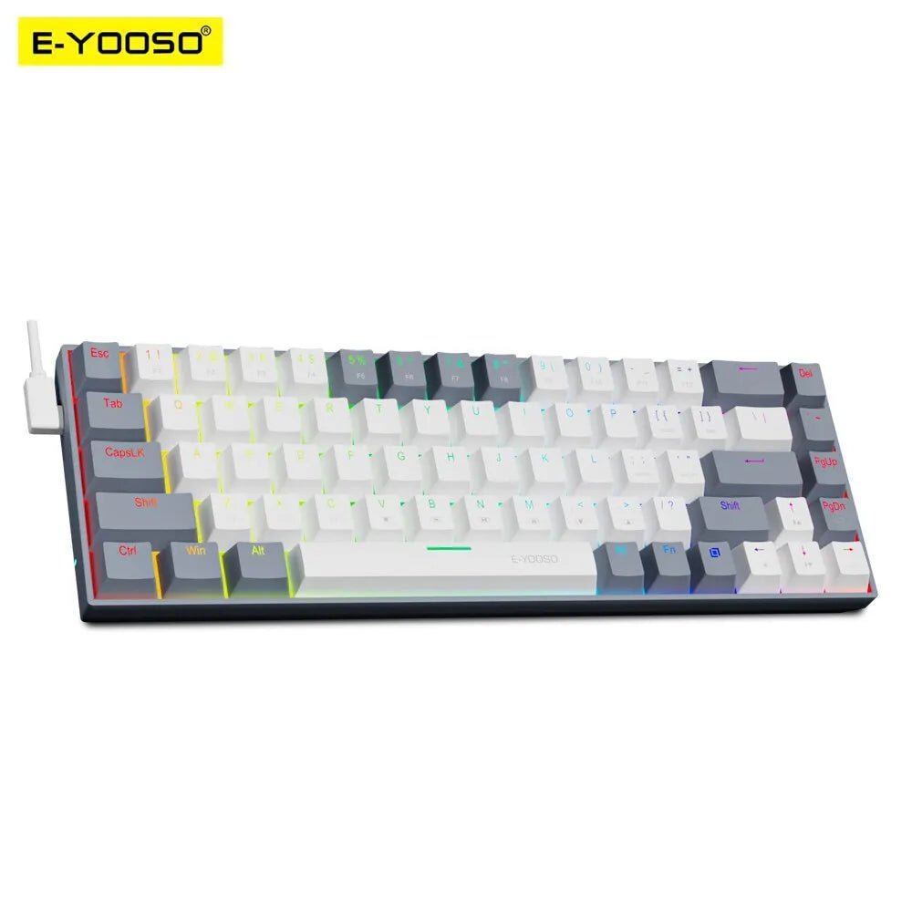 Storazone E-YOOSO Z686 RGB USB 60% Mini Slim Mechanical Gaming Wired Keyboard Red Switch 68 Keys Russian Brazilian Portuguese for Compute