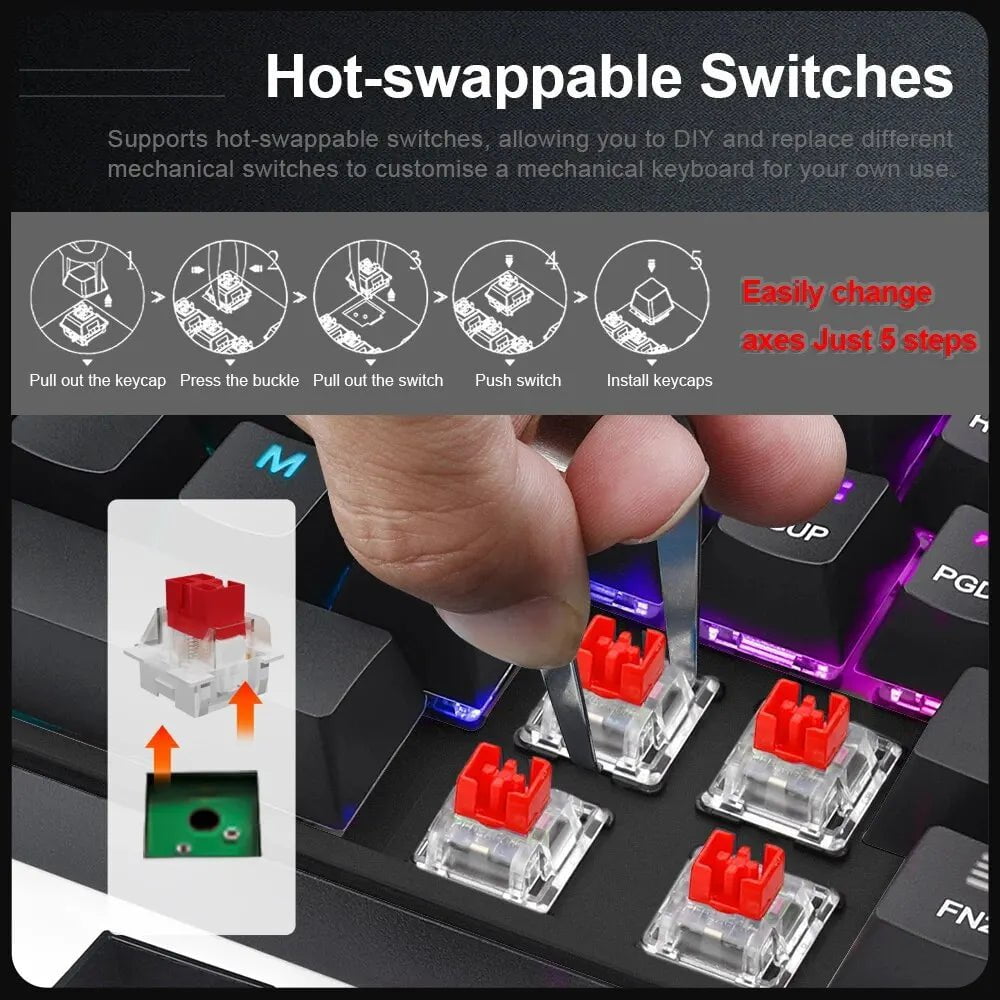 Storazone E-YOOSO Z686 RGB USB 60% Mini Slim Mechanical Gaming Wired Keyboard Red Switch 68 Keys Russian Brazilian Portuguese for Compute