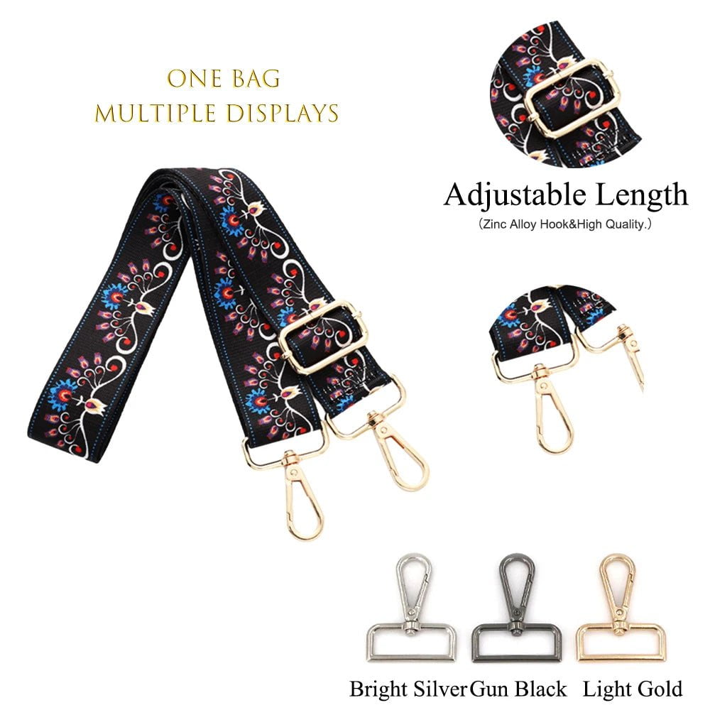 Storazone E21 / Light Gold Buckle Adjustable Length Bag Strap Fashionable Full-colour Printing Women Messenger Belts Replacement Crossbody Handbag Shoulder Strap