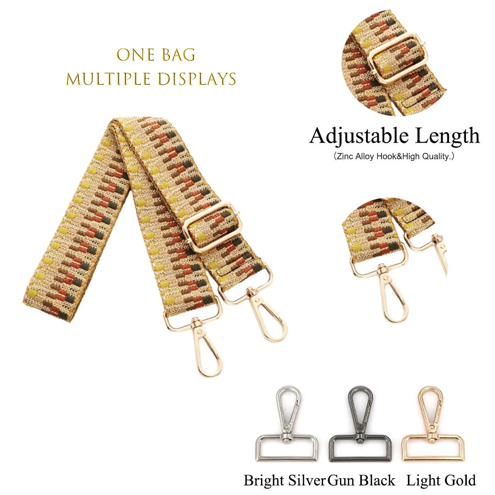 Storazone E52-A2 / Light Gold Buckle Bag Strap Crossbody Detachable Full-colour Printing Sling Shoulder Strap Holding Strip Adjustable Length Replaceable Bag Band