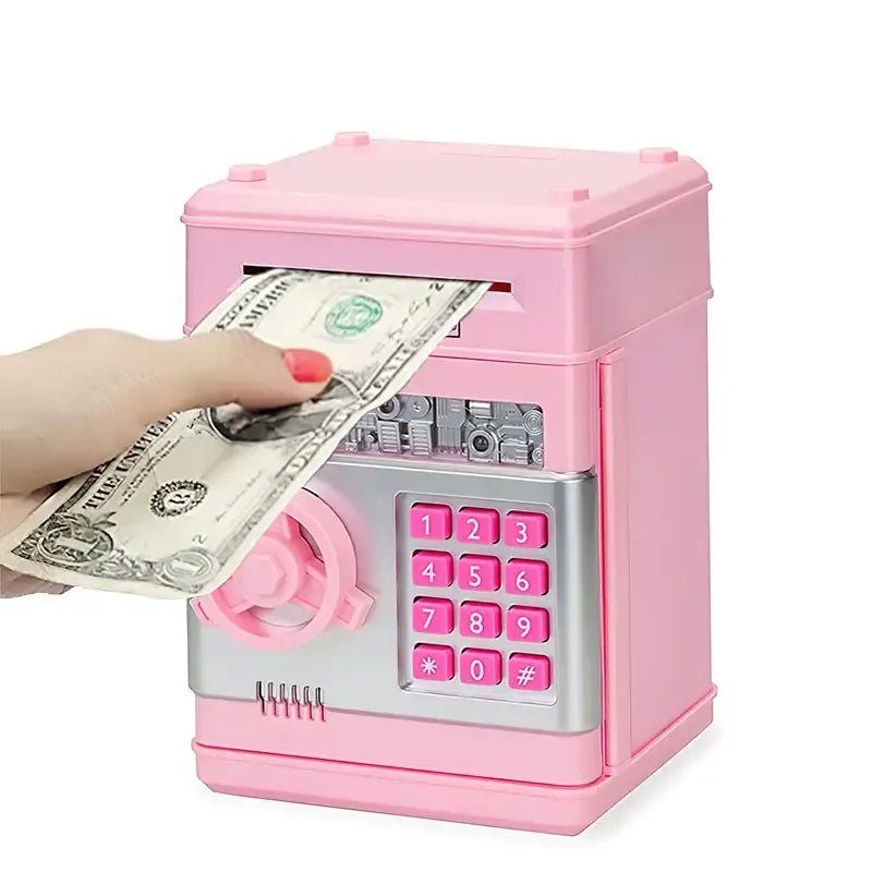 Storazone Electronic Piggy Bank Automatic Mini Safe Coins Cash Saving Money Box Password Counter Code Key Lock Coin Bank ATM Child Gift