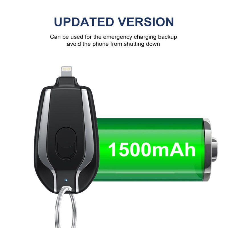 STORAZONE Electronics 1500mAh Mini Power Emergency Pod Keychain Charger With Type-C Ultra-Compact Mini Battery Pack Fast Charging Backup Power Bank