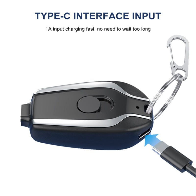 STORAZONE Electronics 1500mAh Mini Power Emergency Pod Keychain Charger With Type-C Ultra-Compact Mini Battery Pack Fast Charging Backup Power Bank