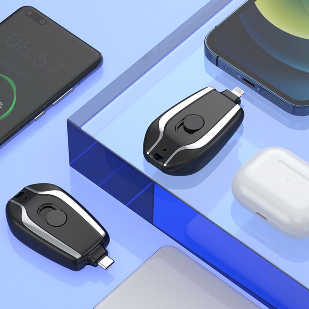 STORAZONE Electronics 1500mAh Mini Power Emergency Pod Keychain Charger With Type-C Ultra-Compact Mini Battery Pack Fast Charging Backup Power Bank