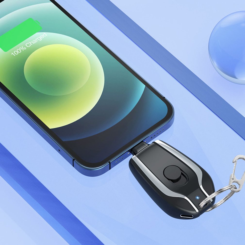 STORAZONE Electronics 1500mAh Mini Power Emergency Pod Keychain Charger With Type-C Ultra-Compact Mini Battery Pack Fast Charging Backup Power Bank