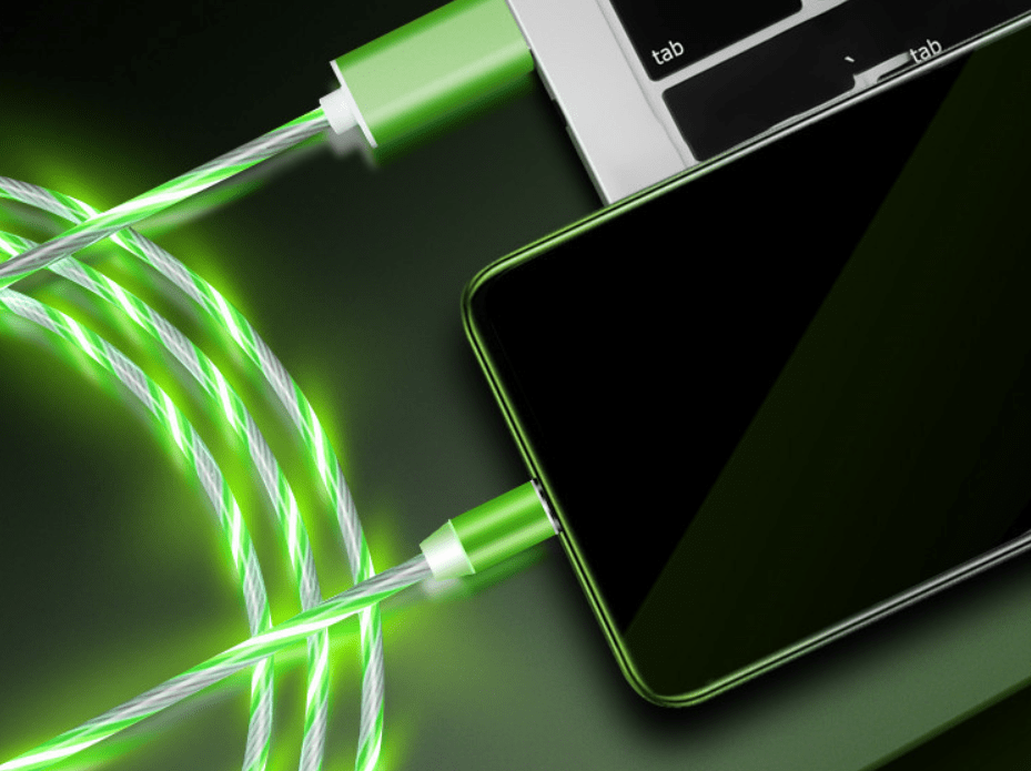 STORAZONE Electronics 3 in 1 / Green Compatible with Apple, Flowing Ligh Magnetic Streamer Data Line Cable for Iphone Android Typec