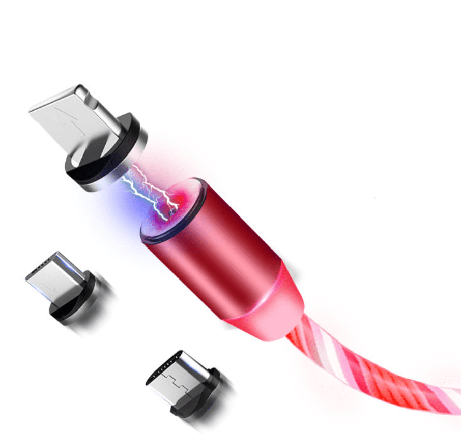 STORAZONE Electronics 3 in 1 / Red Compatible with Apple, Flowing Ligh Magnetic Streamer Data Line Cable for Iphone Android Typec