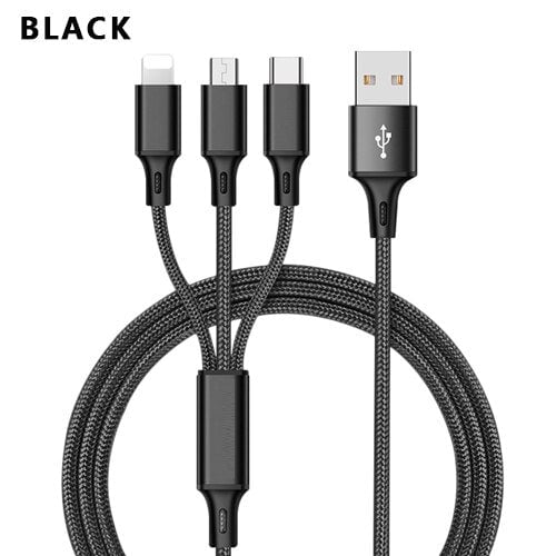STORAZONE Electronics 3 In 1 USB Cable For 'IPhone XS Max XR X 8 7 Charging Charger Micro USB Cable For Android USB TypeC Mobile Phone Cables
