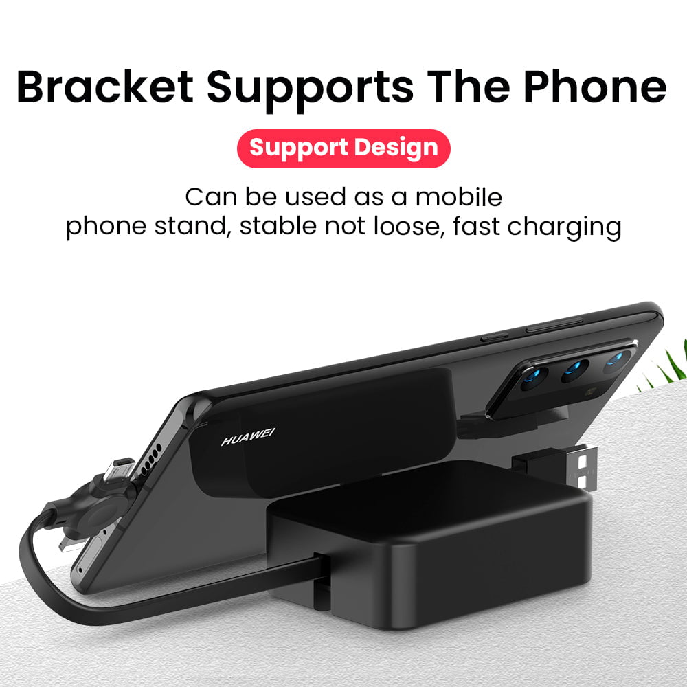 STORAZONE Electronics 4 In 1 Retractable USB Cable Creative Macaron Type C Micro Cable For I Phone With Phone Stand Charging Data Cable Line Storage Box