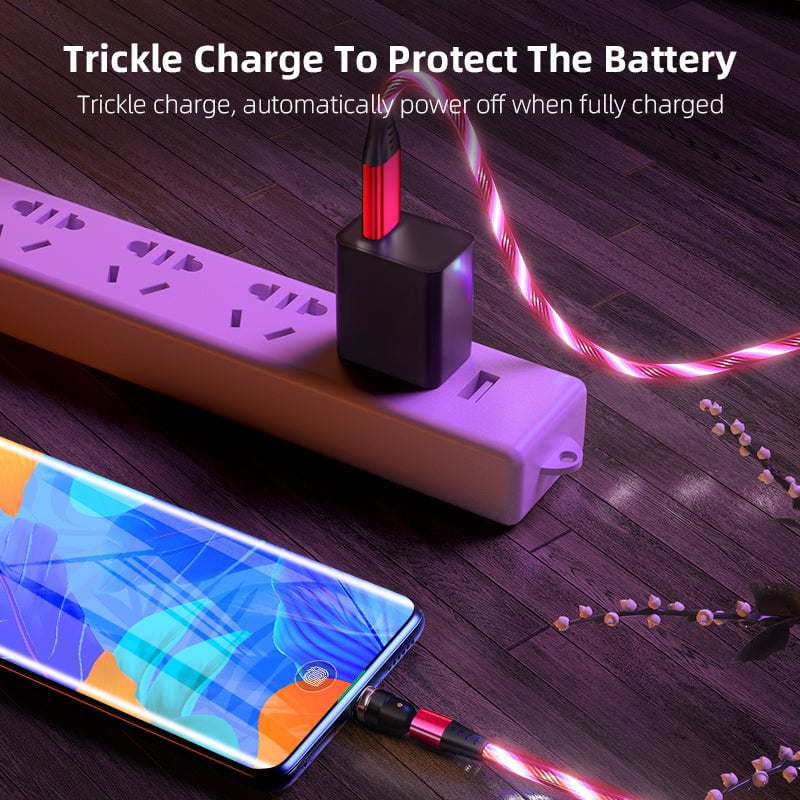 STORAZONE Electronics 540 Rotate Luminous Magnetic Cable 3A Fast Charging Mobile Phone Charge Cable For LED Micro USB Type C For I Phone Cable
