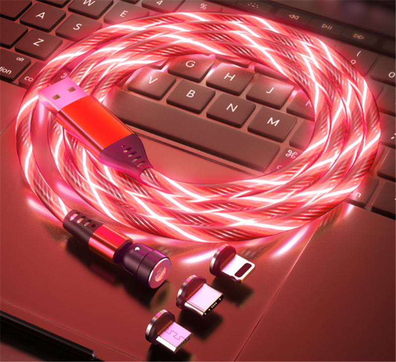 STORAZONE Electronics 540 Rotate Luminous Magnetic Cable 3A Fast Charging Mobile Phone Charge Cable For LED Micro USB Type C For I Phone Cable