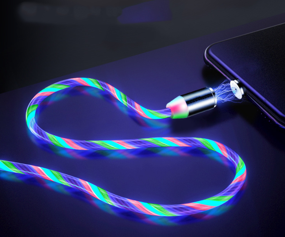 STORAZONE Electronics Android / Colorful Compatible with Apple, Flowing Ligh Magnetic Streamer Data Line Cable for Iphone Android Typec