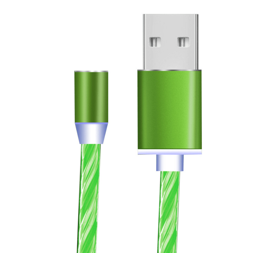 STORAZONE Electronics Android / Green 2pcs Compatible with Apple, Flowing Ligh Magnetic Streamer Data Line Cable for Iphone Android Typec