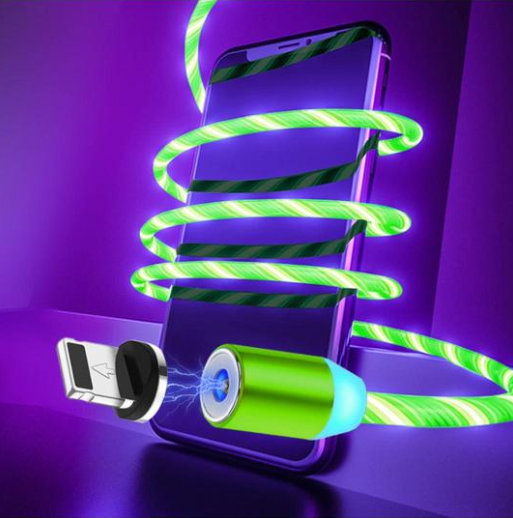 STORAZONE Electronics Android / Green Compatible with Apple, Flowing Ligh Magnetic Streamer Data Line Cable for Iphone Android Typec